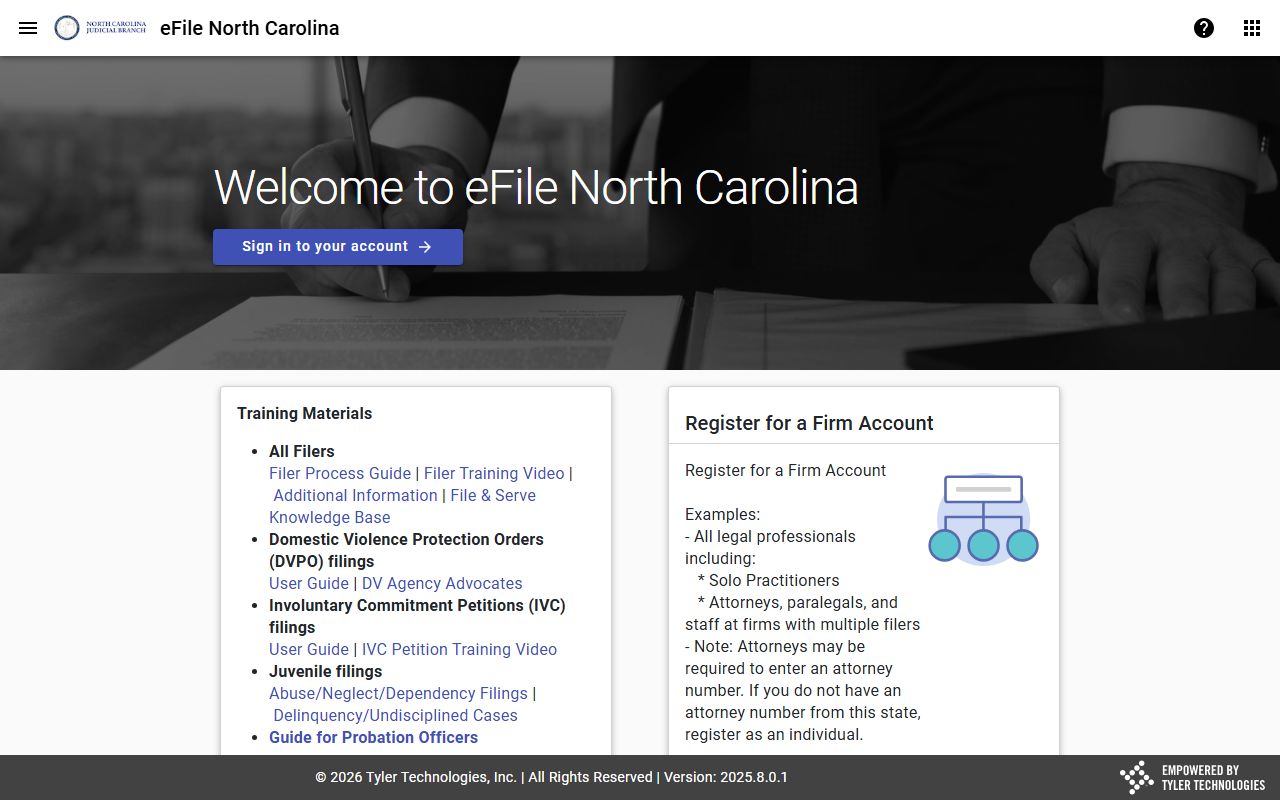 North Carolina File and Serve eFiling for Wake County court records