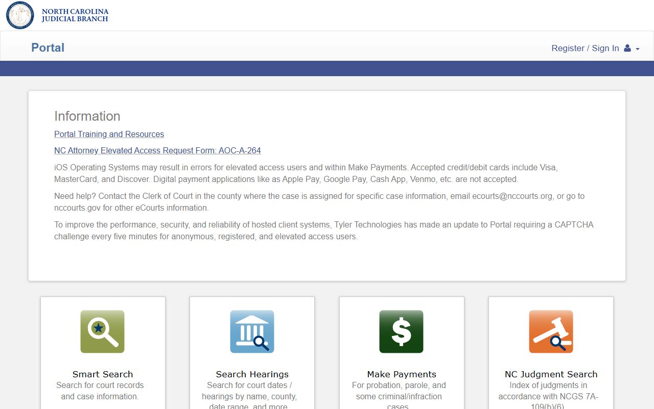 North Carolina eCourts Portal for Wake County court records search