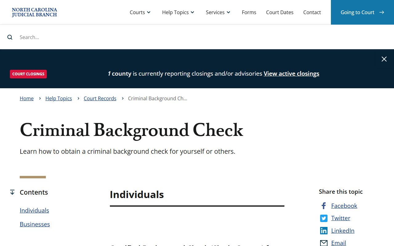 Wake County criminal background check options for court records