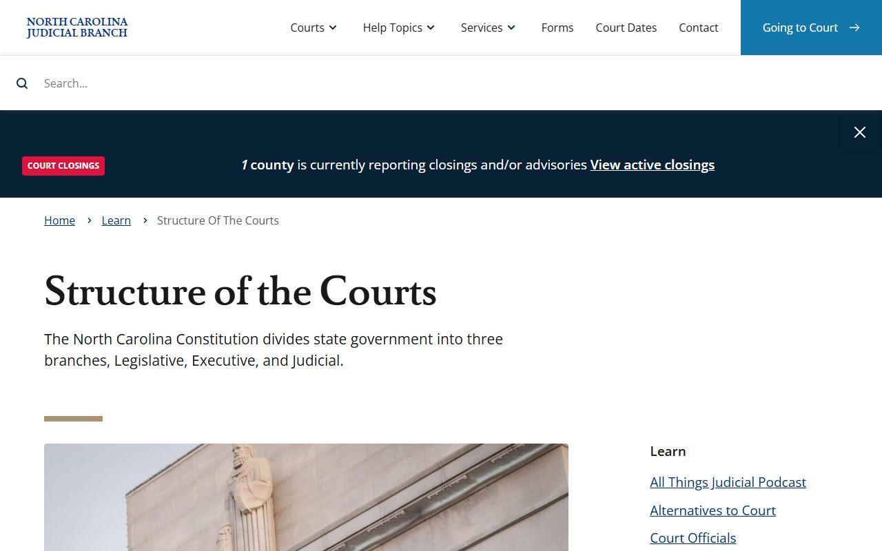 North Carolina structure of the courts for Wake County trial courts