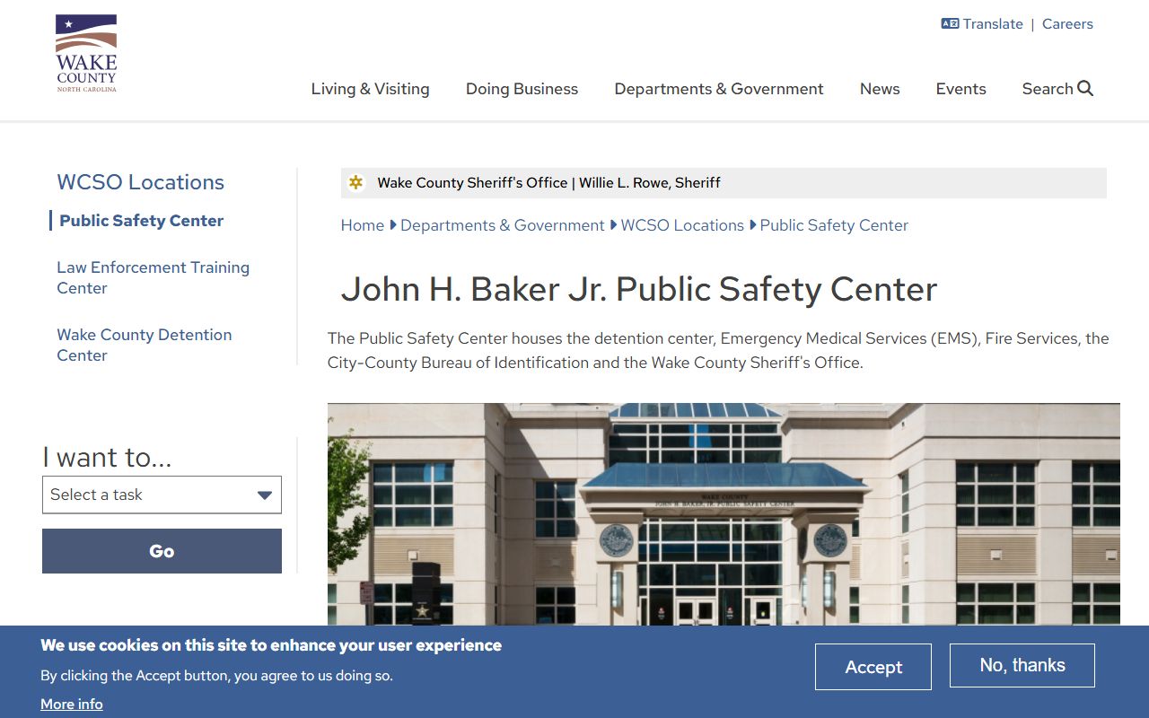 John H. Baker Jr. Public Safety Center for Wake County inmate records