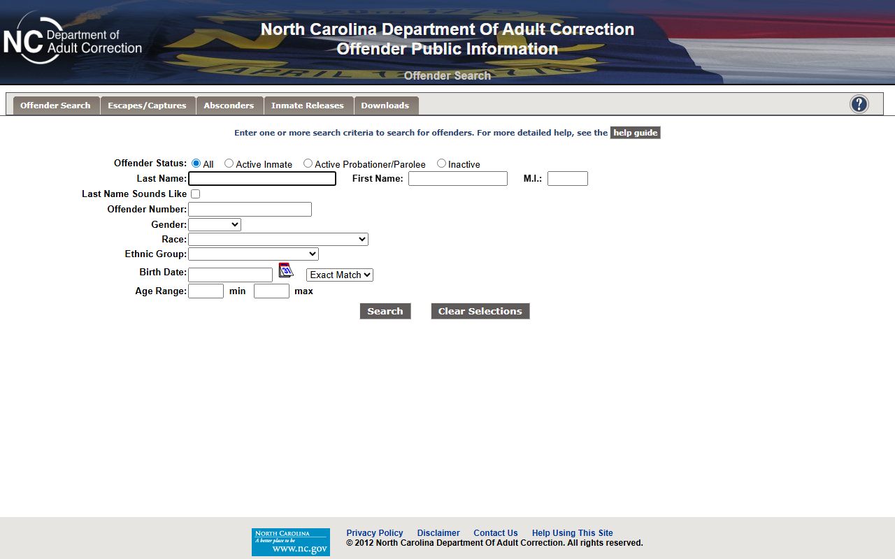 North Carolina DAC offender search for Wake County inmate records
