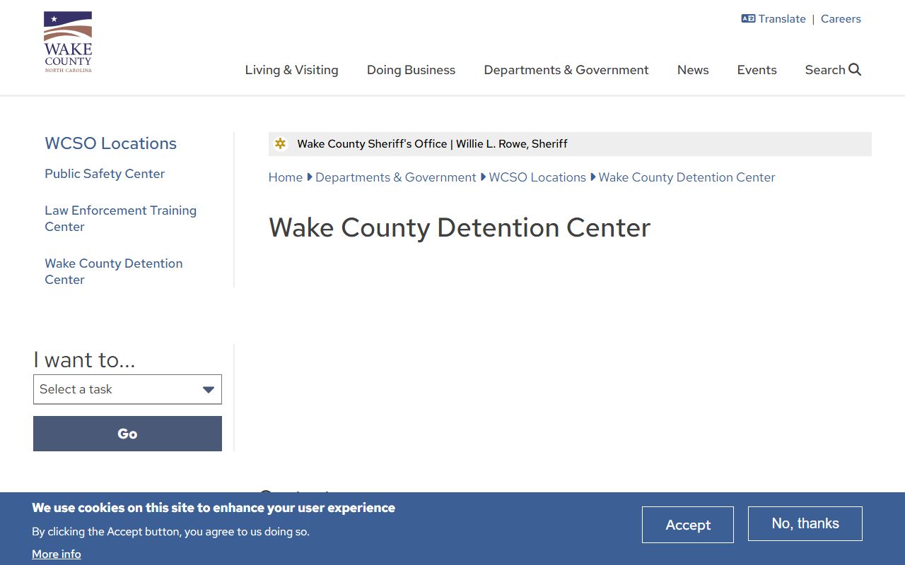 Wake County Detention Center facility for inmate records