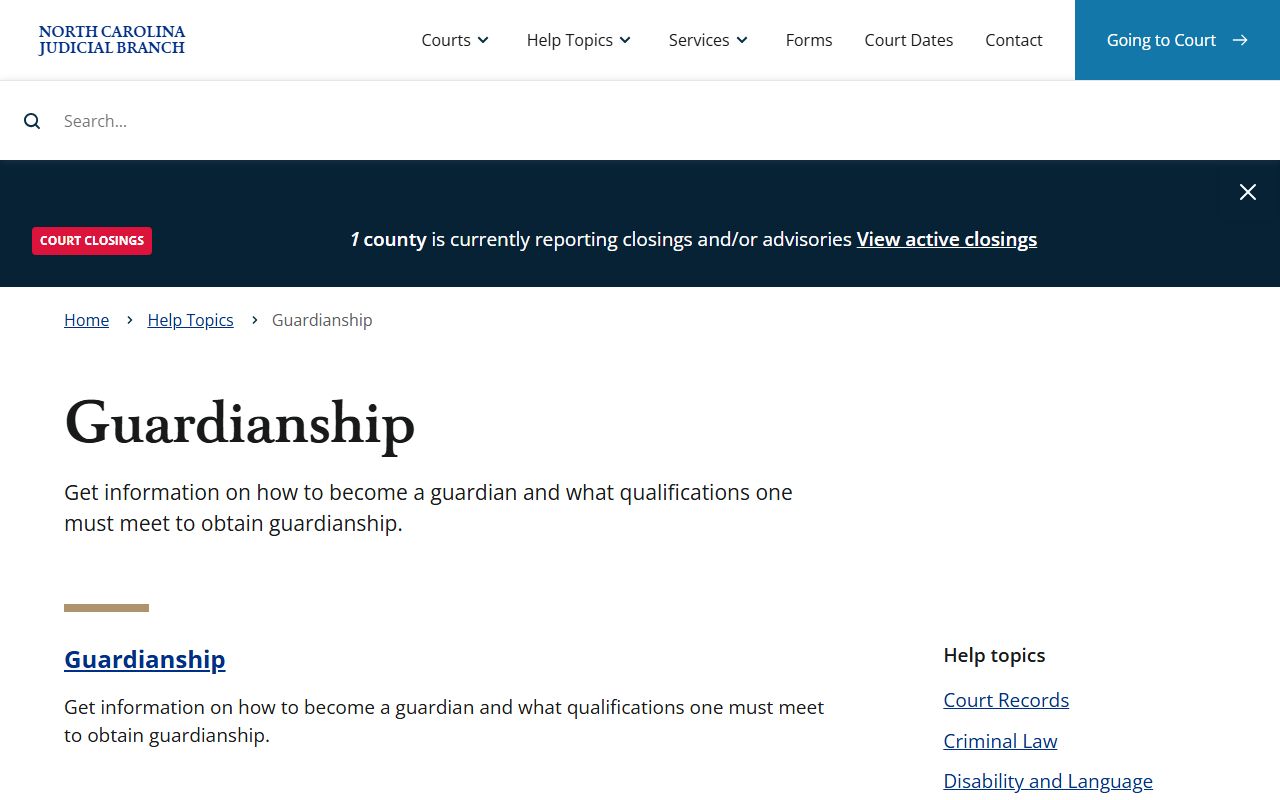 Wake County guardianship help topic for probate records