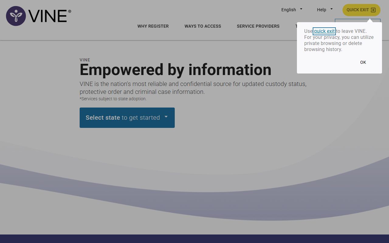 VINELink release notification for Wake County released inmates